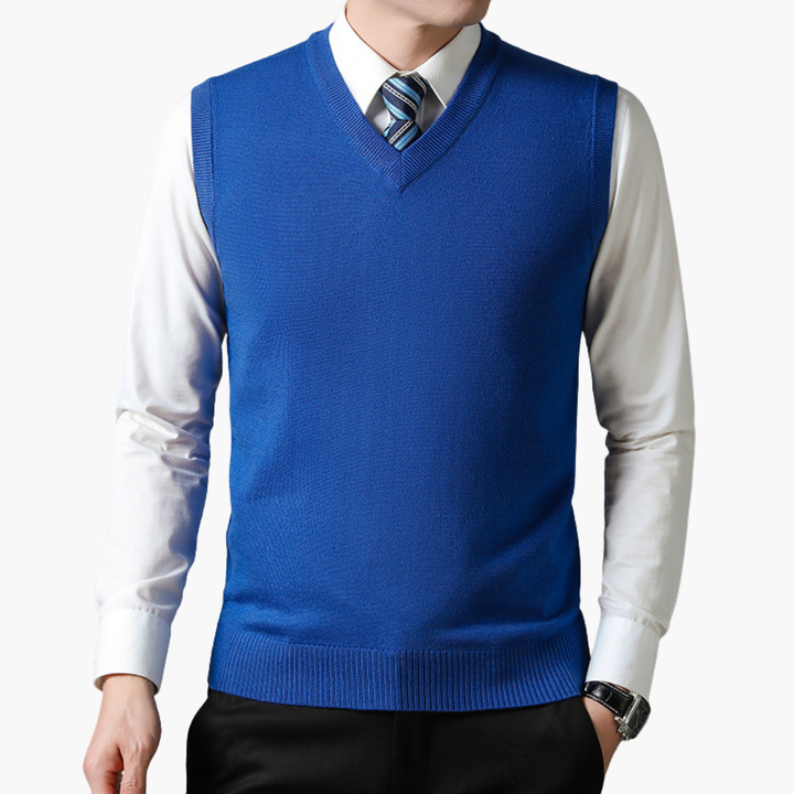 Men's Wool Vest V-Neck Thin Knit | Altivaro