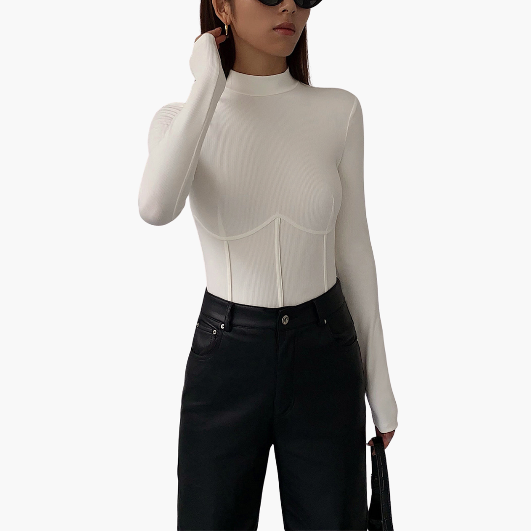 T-shirt a maniche lunghe da donna in tessuto stretch con corsetto | Altivaro