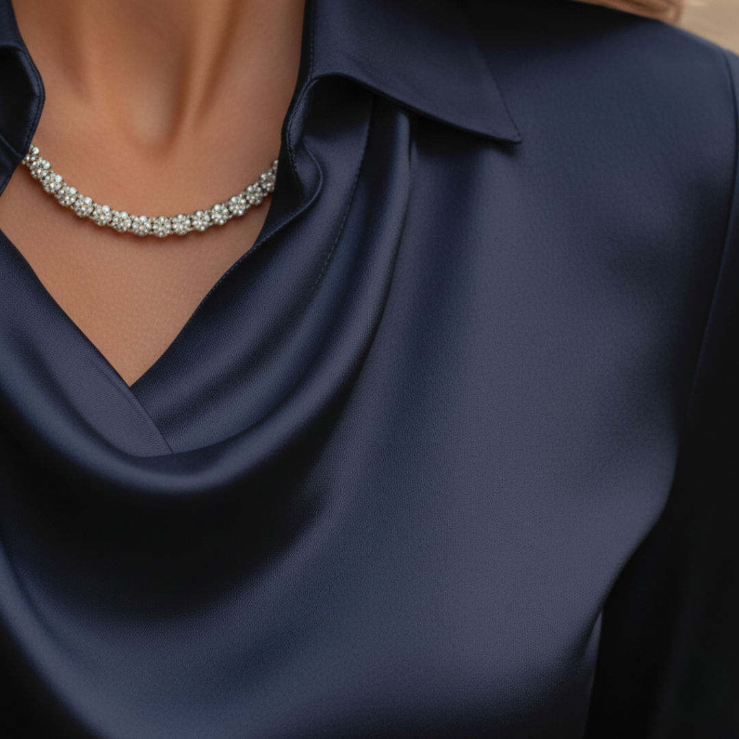 Damen Satinhemd mit Kragen und langen Ärmeln | Altivaro