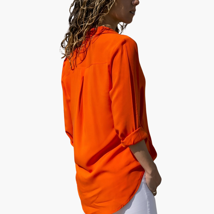 Camicia Donna Blouse a Maniche Lunghe Chiffon Scollo a V | Altivaro-Altivaro