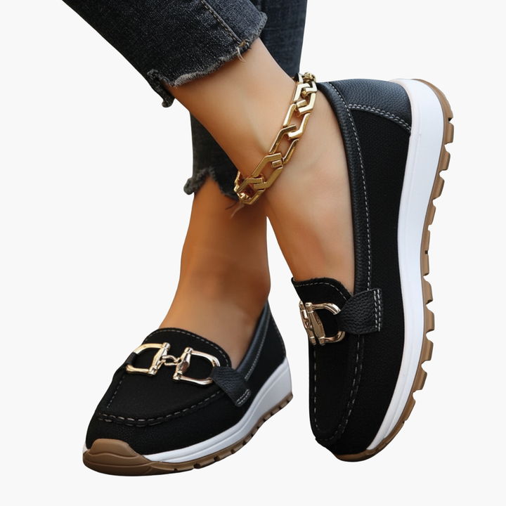 Orthopädische Damenschuhe aus Segeltuch mit Metalldetails | Altivaro