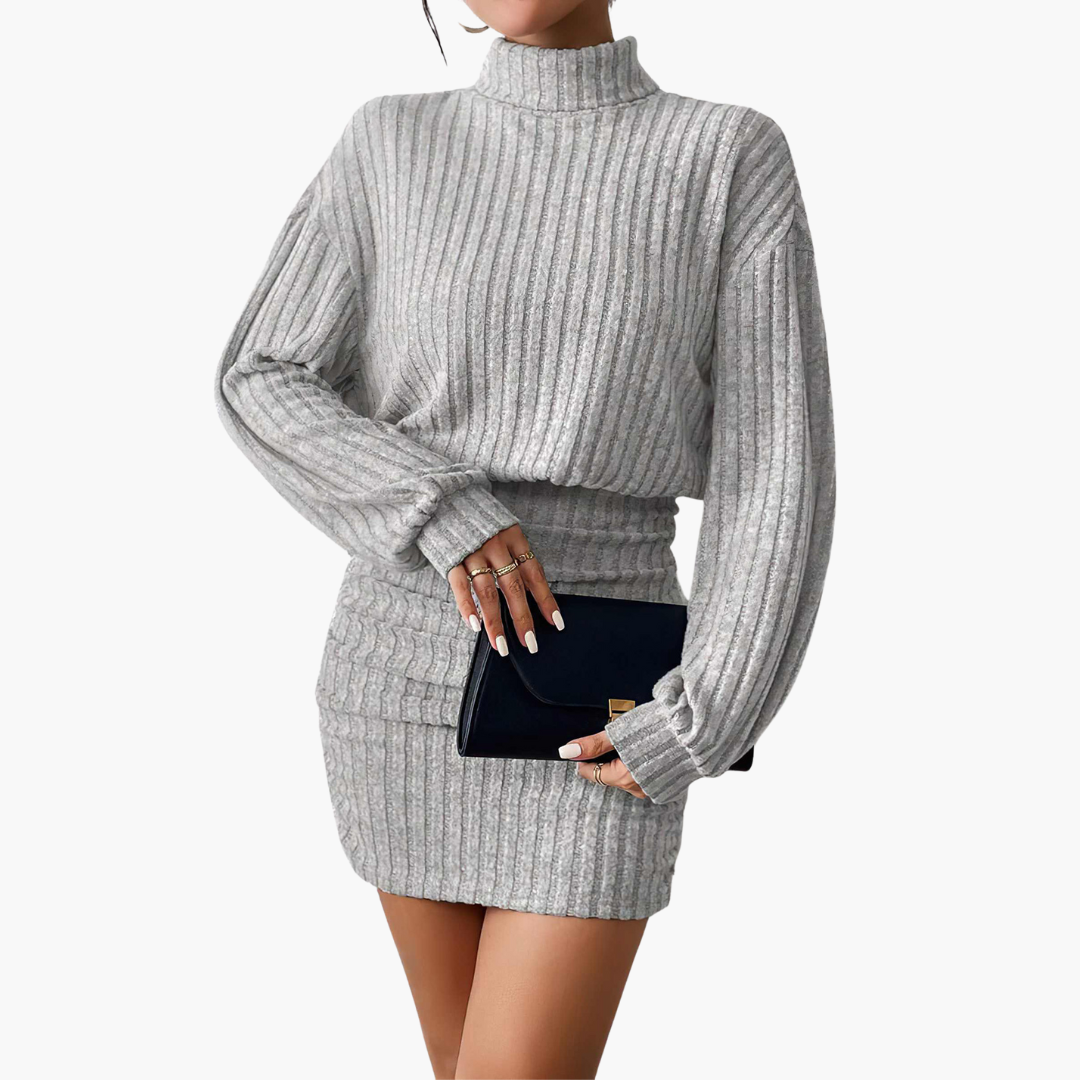 Abito Donna con Collo Alto e Righe Verticali | Altivaro