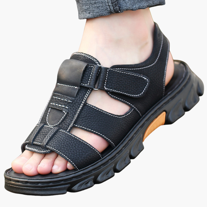 Sandali Uomo Ortopedici Neri Pelle Sportivi Comfort | Altivaro-Altivaro