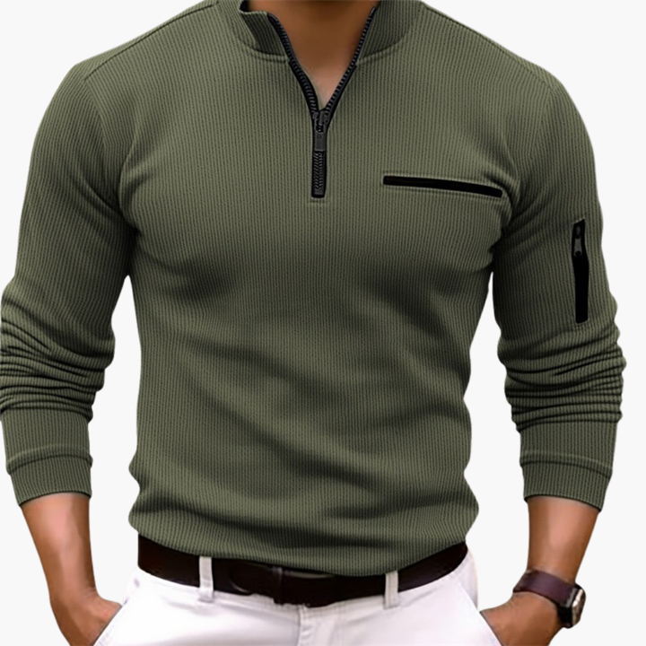 Maglia Uomo Slim Fit Zip Manica Lunga Casual | Altivaro