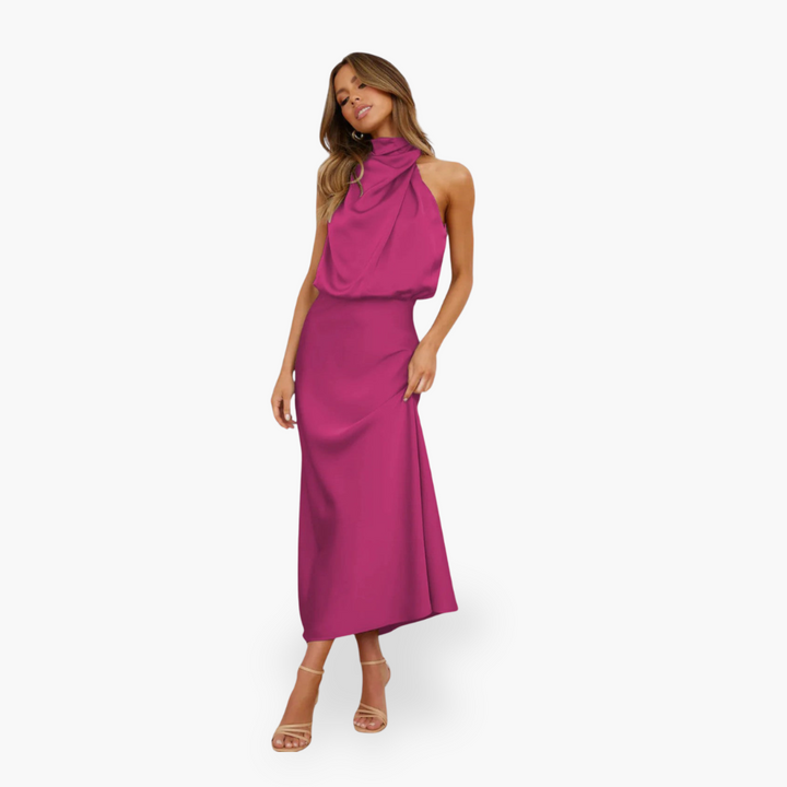 Donna Abito Seta Collo Alto Elegante | Altivaro-Altivaro