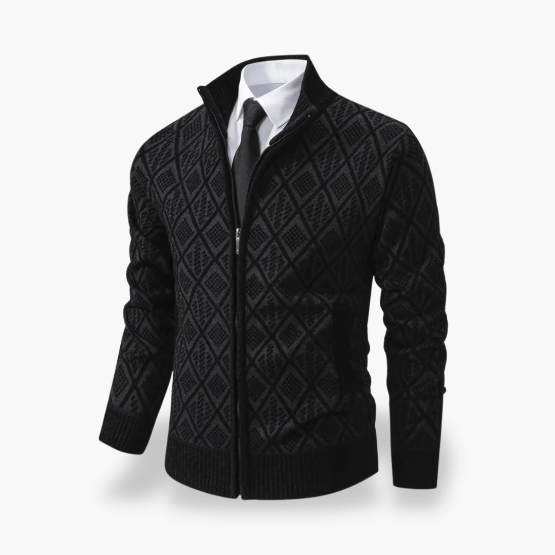 Cardigan Design a Diamante con Zip da Uomo | Altivaro