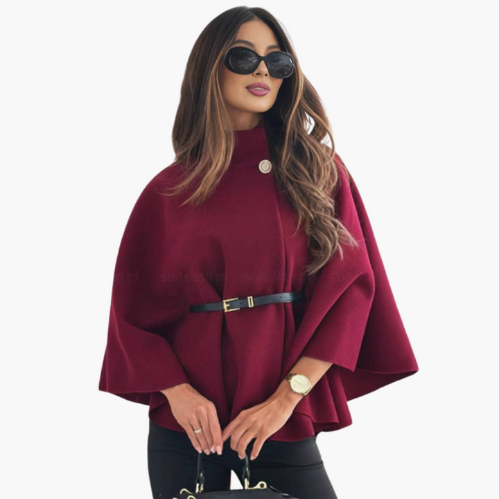 Cappotto Poncho Corto Donna con Bottoni Cintura Maniche Ampie | Altivaro