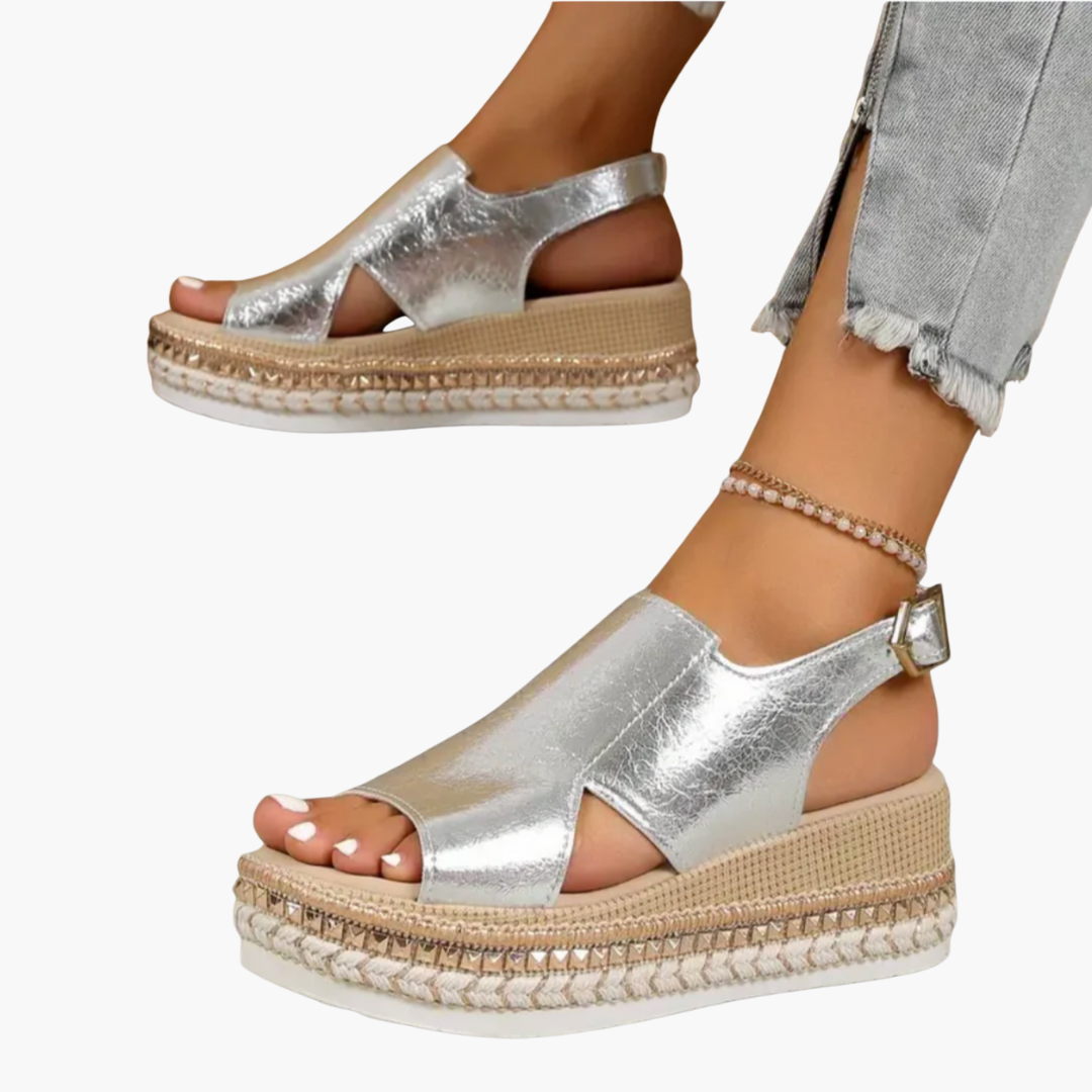 Women's Orthopedic Leather Sandals with Wedge | Altivaro