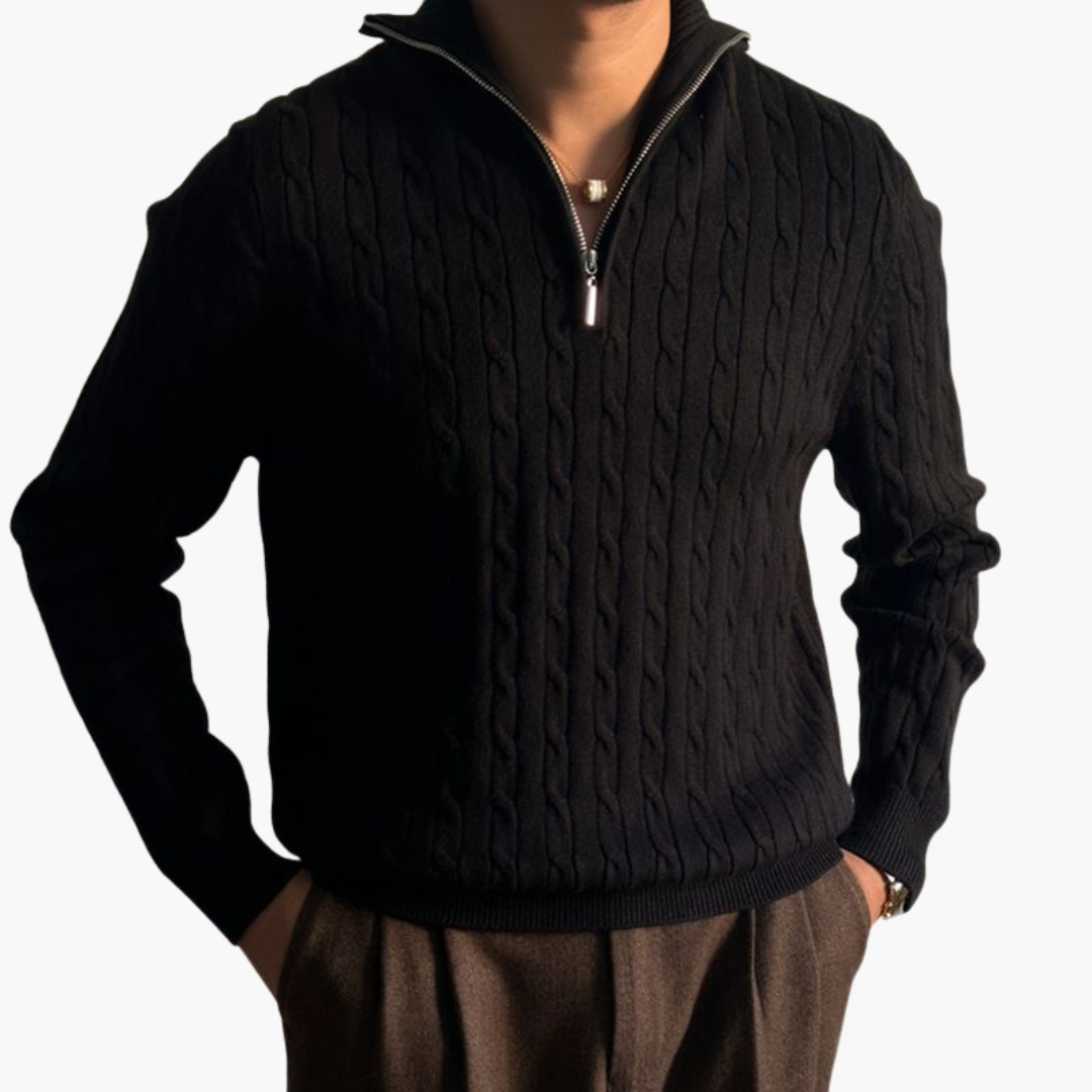 Maglione da Uomo a Treccia con Mezza Zip | Altivaro