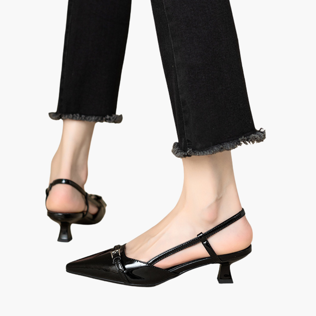 Women's Pointed Patent Leather Slingback Shoes | Altivaro