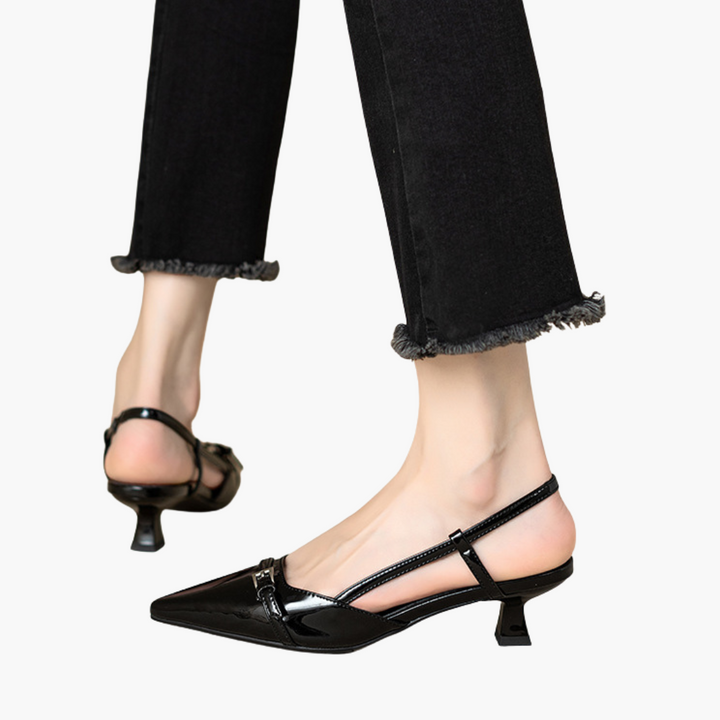 Women's Pointed Patent Leather Slingback Shoes | Altivaro
