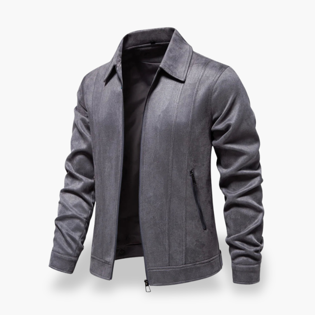 Men's Jacket in Synthetic Leather with Front Zip | Altivaro