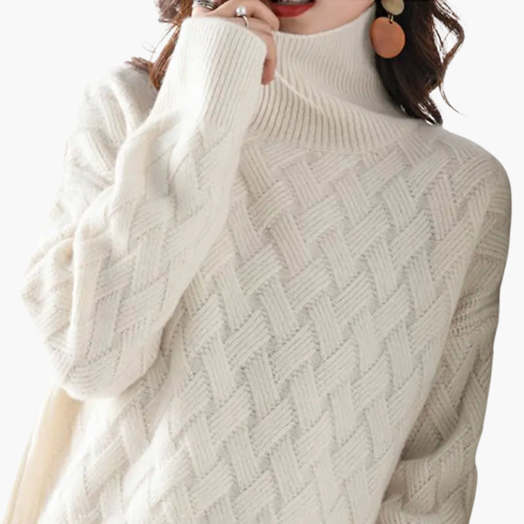 Maglione Donna con Collo Alto e Motivo Intrecciato | Altivaro