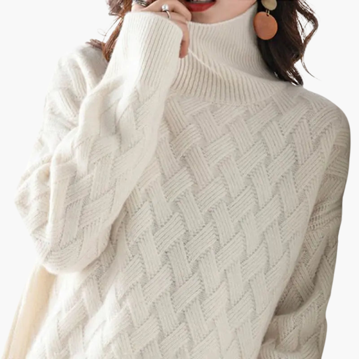 Maglione Donna con Collo Alto e Motivo Intrecciato | Altivaro