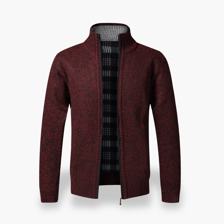 Cardigan with Zip and Checkered Lining Men | Altivaro