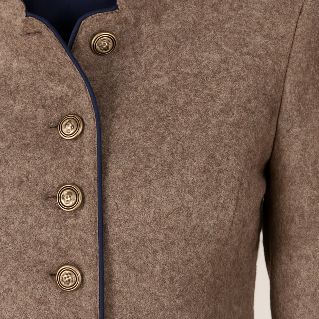 Giacca da Donna con Collo Alto in Stile Tweed Marrone | Altivaro