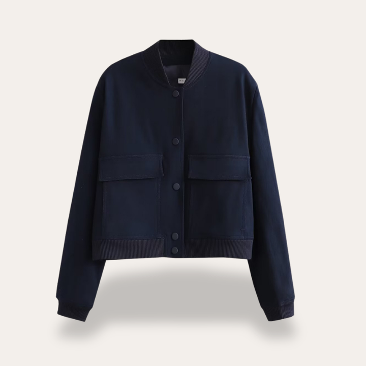 Women's Short Bomber Functional Pockets Spring Jacket | Altivaro