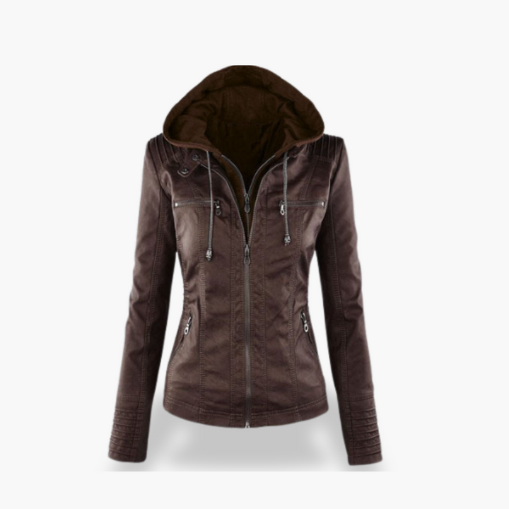 Giacca Donna in Ecopelle con Cappuccio e Zip Slim Fit | Altivaro