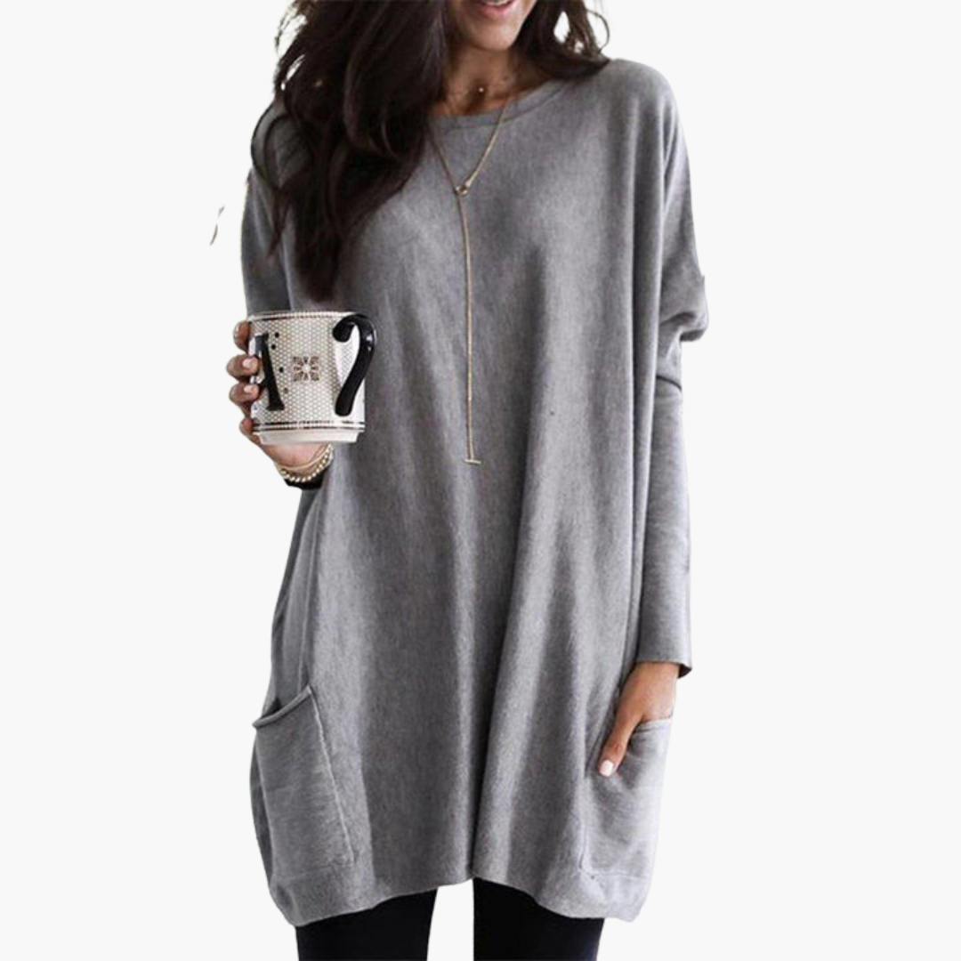 Maglione Lungo Donna Casual in Cotone con Tasche | Altivaro