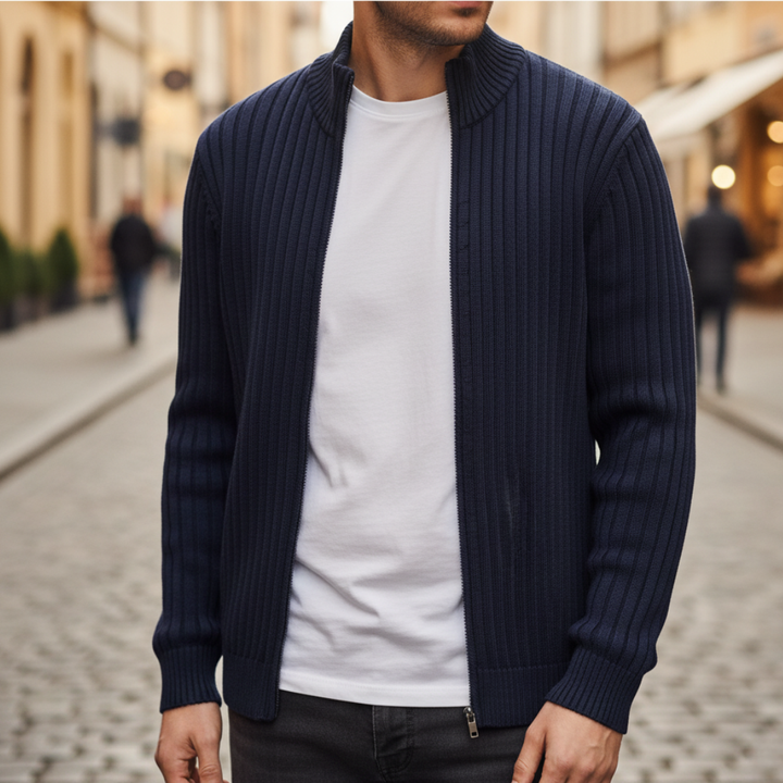 Cardigan Uomo a Maglia con Zip Frontale | Altivaro
