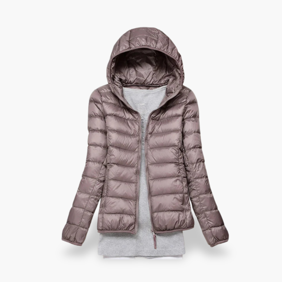 Giacca Piumino Donna Celeste con Cappuccio | Altivaro