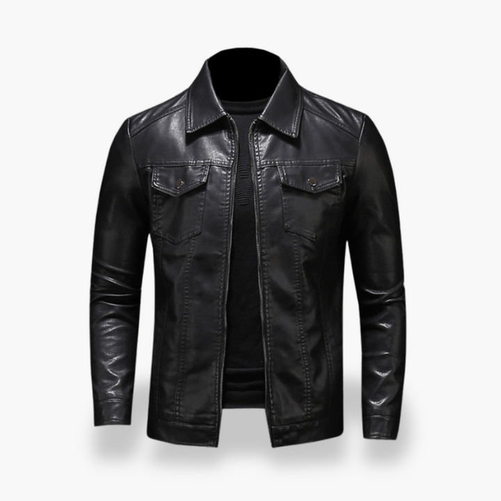 Giacca Uomo Ecopelle Slim Fit con Tasche Stile Moto | Altivaro