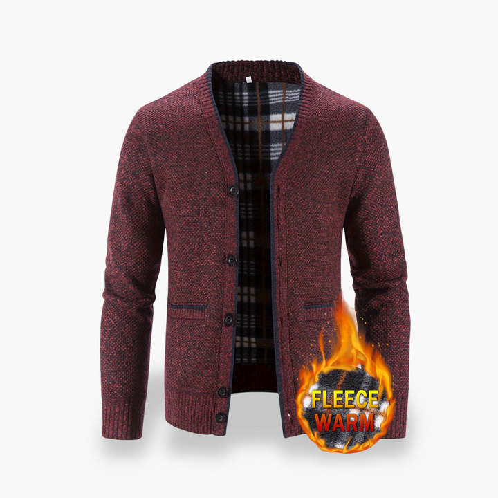 Cardigan Uomo con Dettagli a Costine e Interno Scozzese | Altivaro
