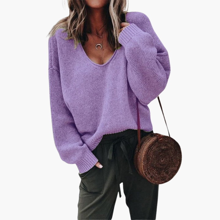Maglione Donna Casual a Maglia con Scollo a V | Altivaro