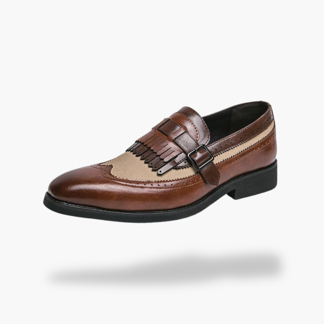 Scarpe Uomo Orthopedic in Pelle con Fibbia e Frange | Altivaro