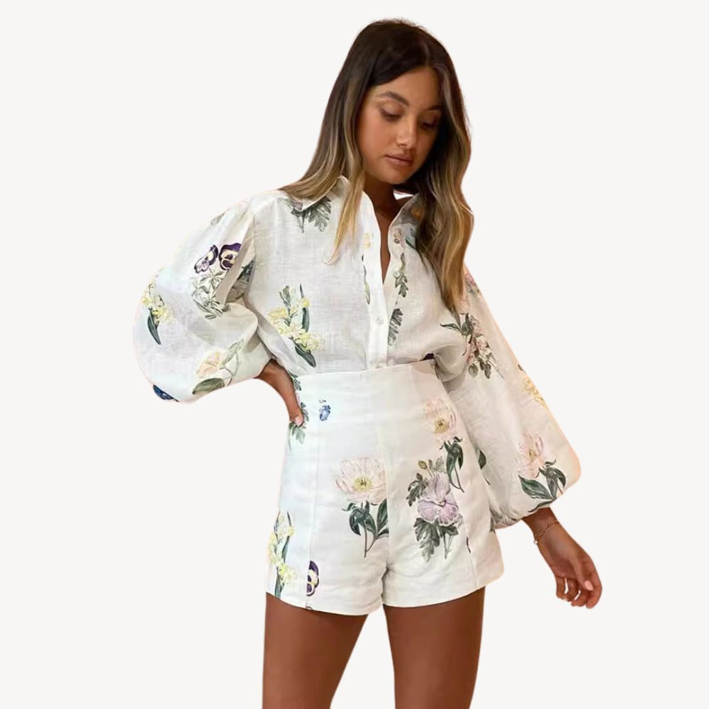 Camicia e Pantaloncini Floreali coordinati Donna | Altivaro-Altivaro