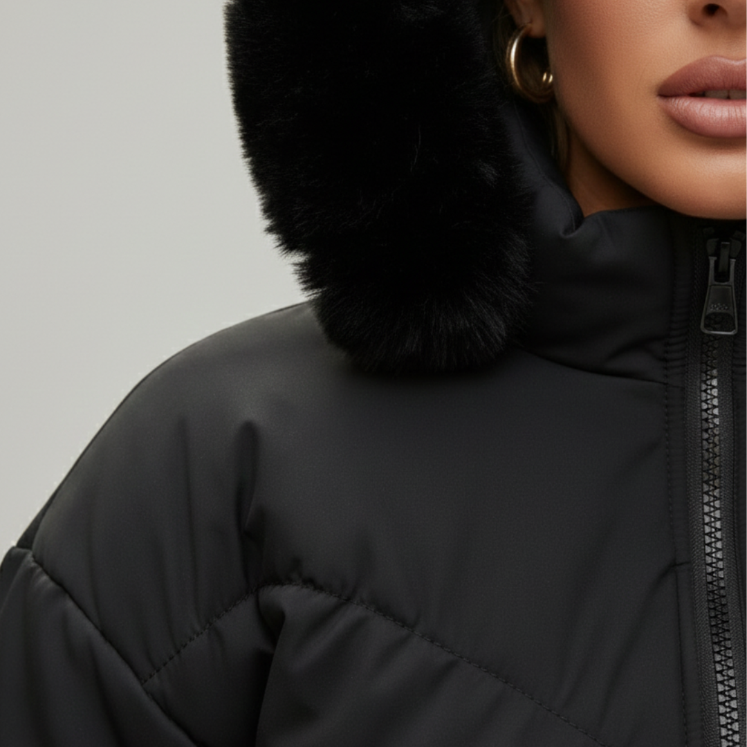 Damen Winterjacke Gefüttert mit Kapuze und Kunstpelz | Altivaro