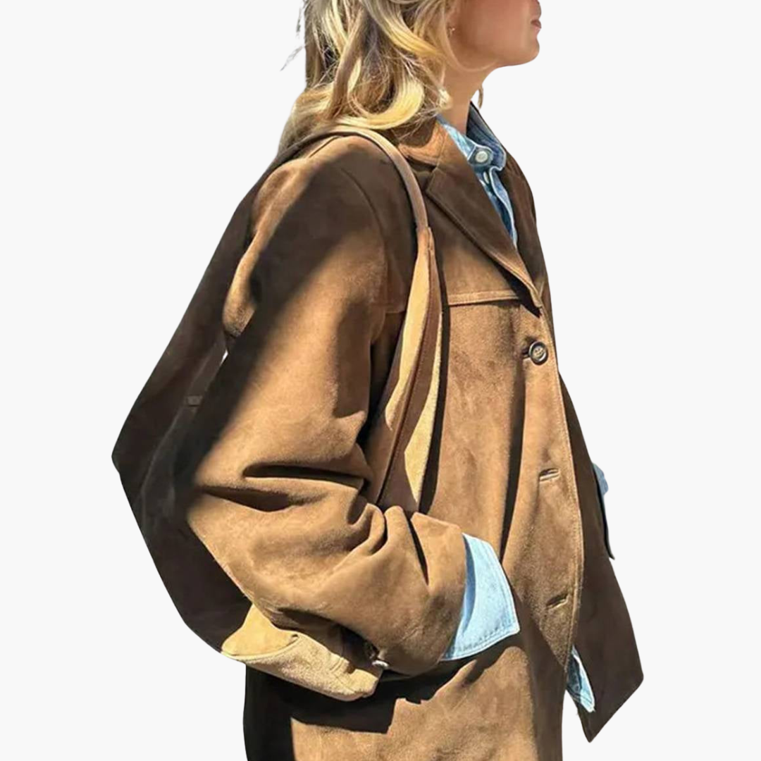 Giacca Donna Oversize in Finta Pelle Scamosciata Autunnale | Altivaro