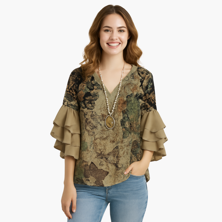 Blusa Donna con Maniche a Volant e Stampa Paisley | Altivaro