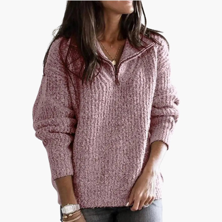 Women's Winter Knit Sweater with Half Zip | Altivaro