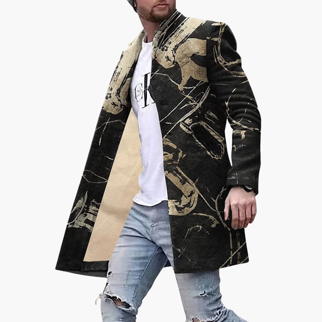Cappotto Lungo Uomo Elegante in Lana Ricamata | Altivaro