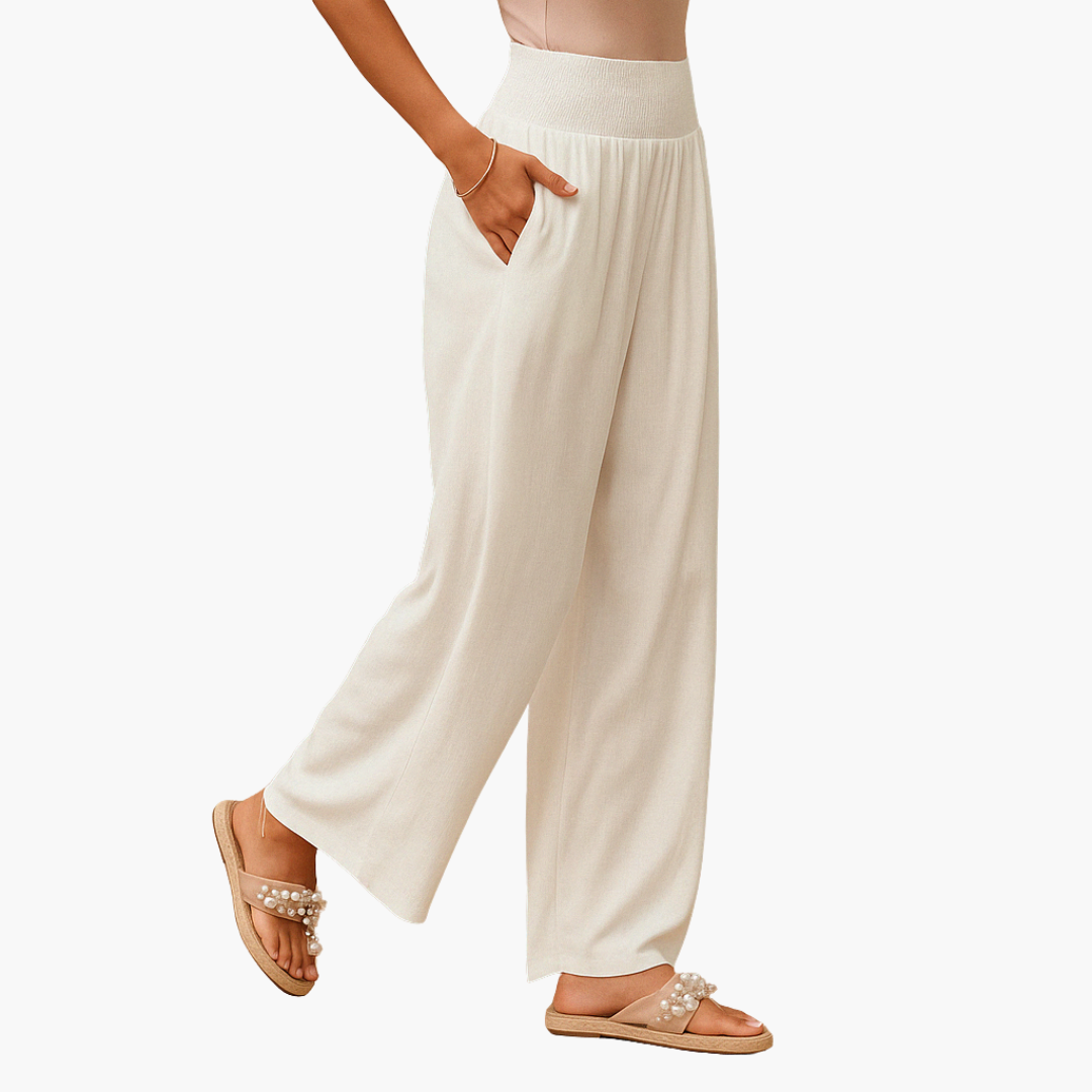 Pantaloni Donna Vita Alta Gamba Larga in Lino Estivi | Altivaro