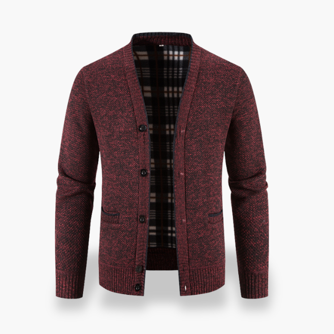Cardigan uomo in tessuto misto, con bottoni e tasche | Altivaro