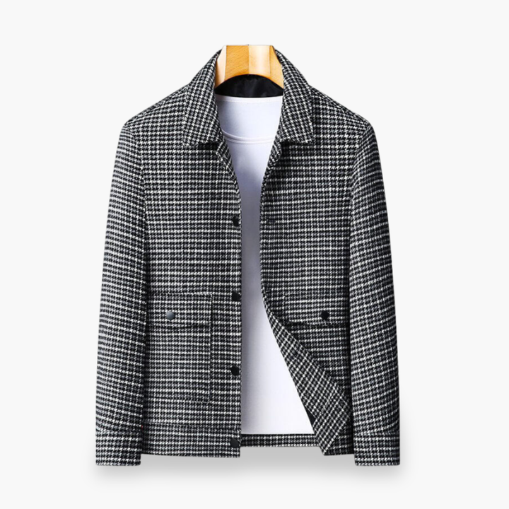 Men's Houndstooth Wool Jacket Casual Elegant | Altivaro