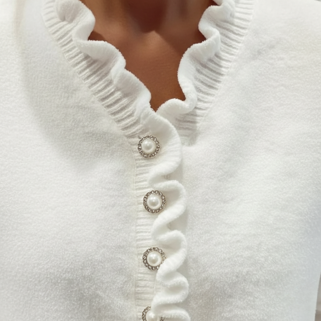 Women's Long Sleeve Shirt with Ruffled Collar and Buttons | Altivaro