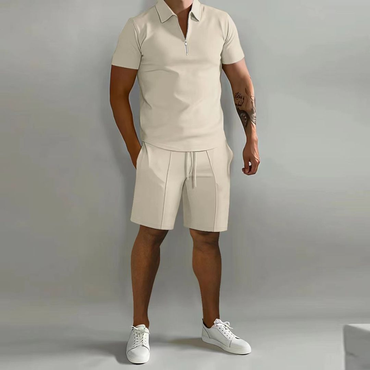 Herren-Set mit Polohemd mit Reißverschluss und Shorts | Altivaro