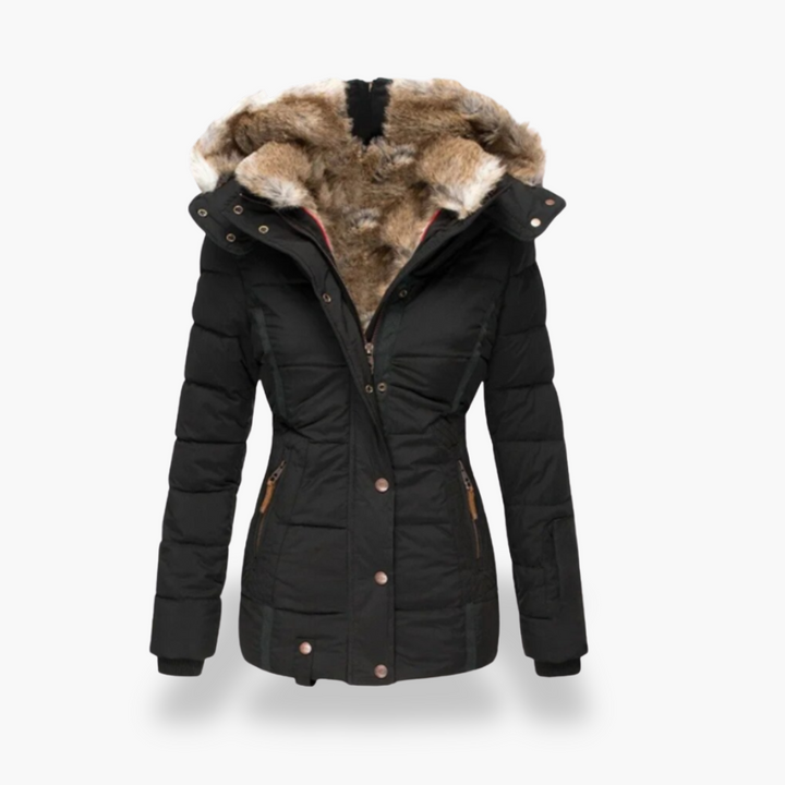 Giacca Puffer Donna con Cappuccio e Fodera in Pelliccia Sintetica | Altivaro