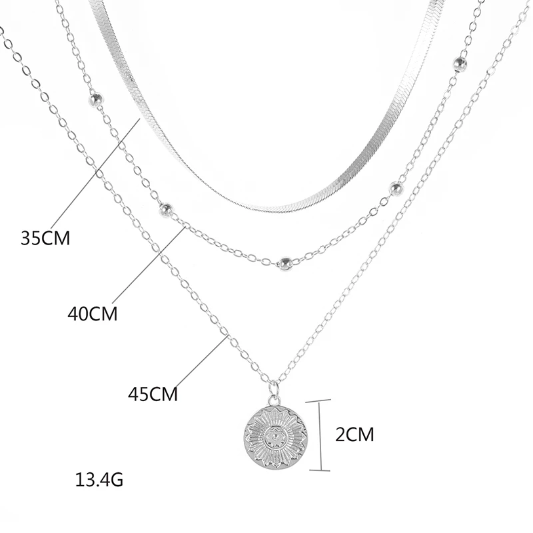 Collana Donna Argento 925 Due Fili Ciondolo Sole | Altivaro
