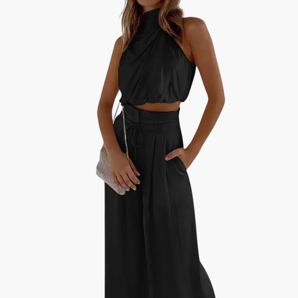 Donna Completo Elegante Top Pantaloni Seta | Altivaro-Altivaro