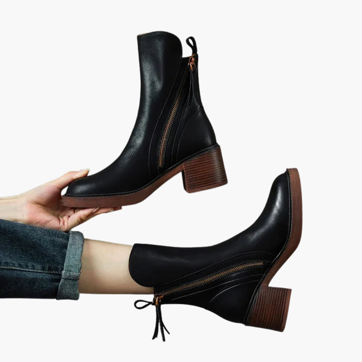 Women's Orthopedic Leather Ankle Boots with Heel | Altivaro
