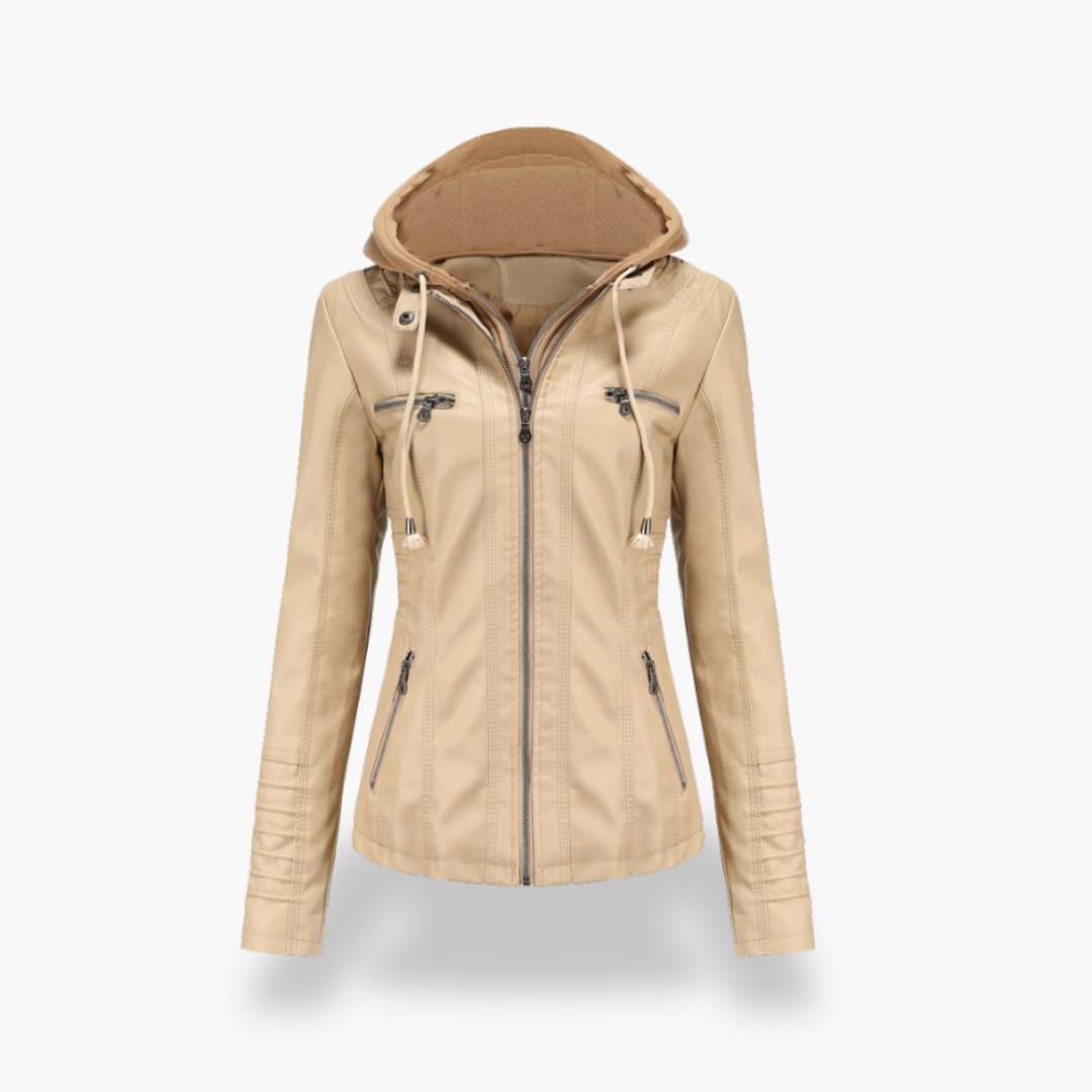Giacca Donna in Ecopelle con Cappuccio e Zip Slim Fit | Altivaro
