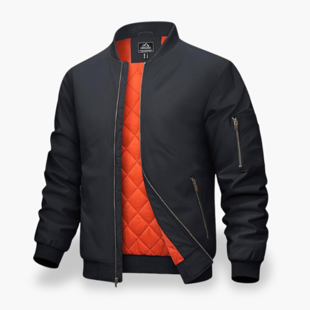 Men's Bomber Jacket with Quilted Lining and Zip Pockets | Altivaro