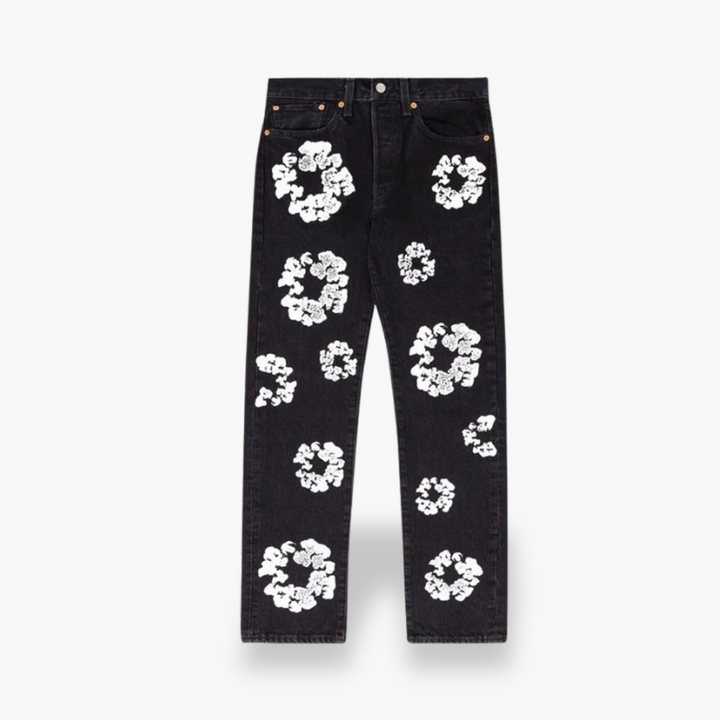 Completo Giacca e Jeans Unisex Denim con Stampa Floreale | Altivaro