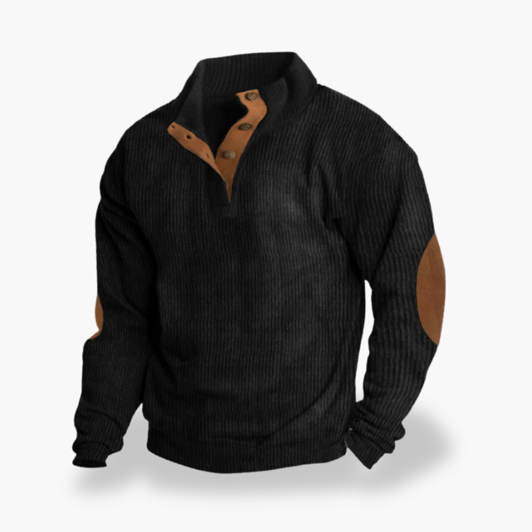 Maglione Uomo con Collo Alto e Dettagli in Pelle | Altivaro