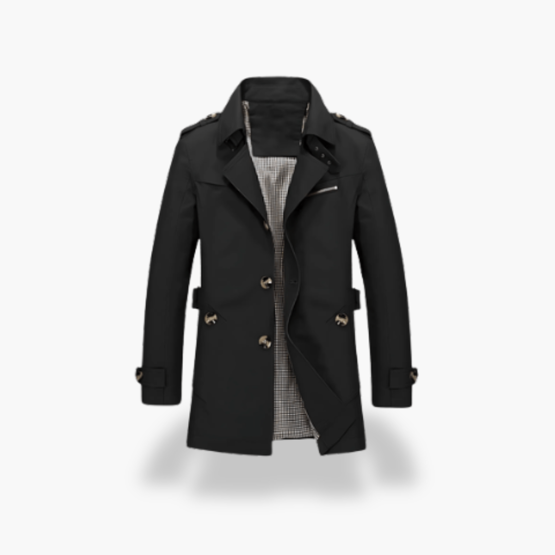 Trench Coat Uomo con Collo Alto e Bottoni | Altivaro