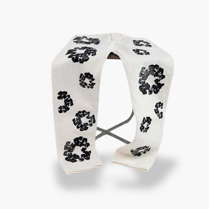 Completo Giacca e Jeans Unisex Denim con Stampa Floreale | Altivaro